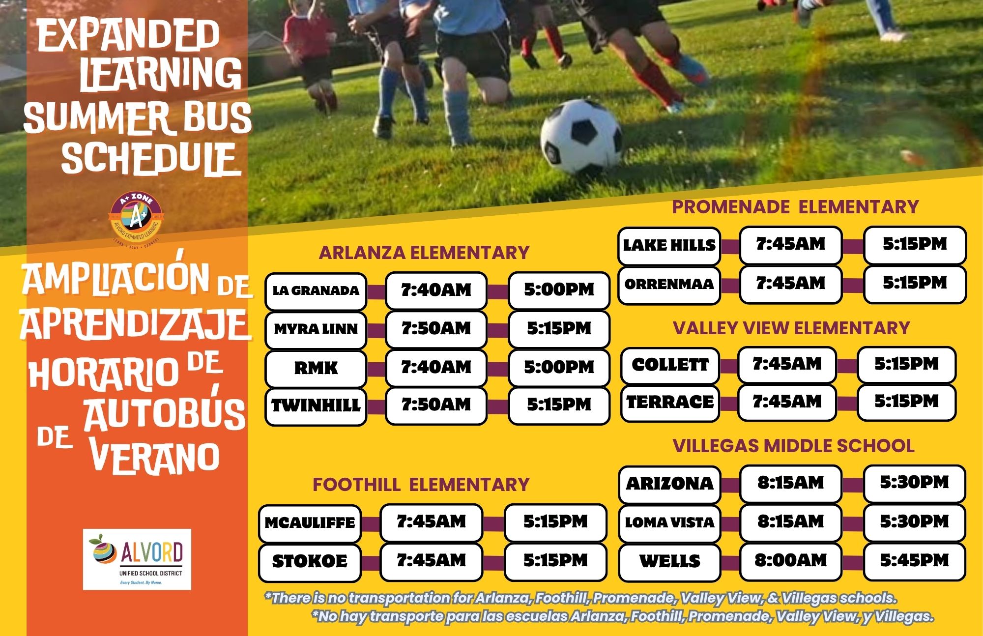 Summer Bus Schedule
